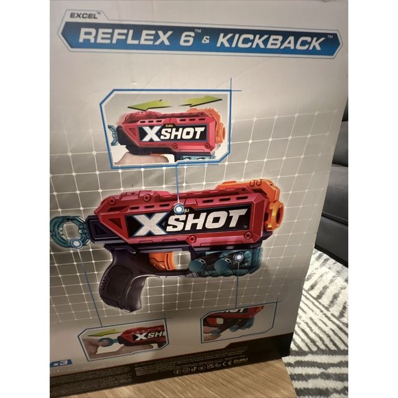 Zuru X-Shot 4 Gun Bundle - 2x Reflex 6 & 2x Kickback with 48 Foam Darts NEW - Picture 8 of 10